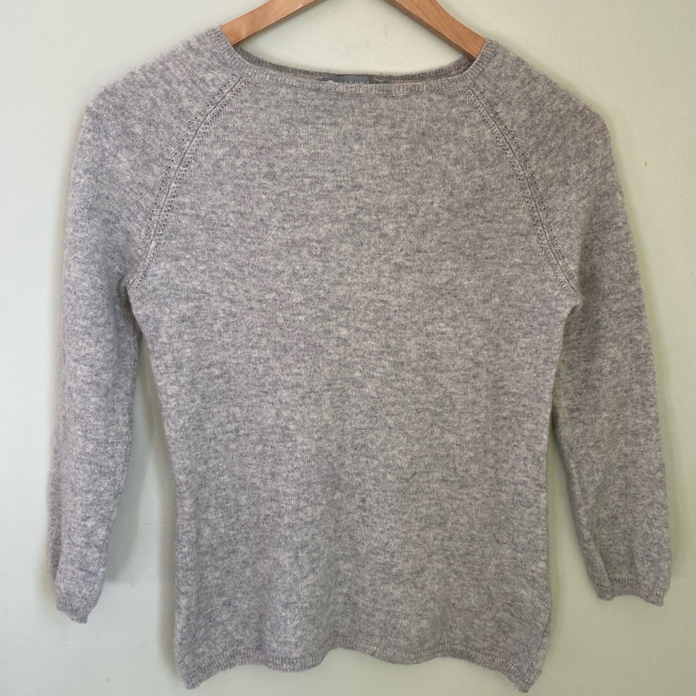 InCashmere Heather Gray Crew Neck Cashmere Sweater